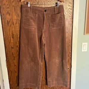 Organic Stretch Corduroy Cropped Wide Leg Pants in warm brown